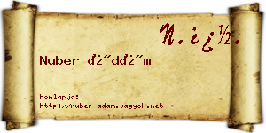 Nuber Ádám névjegykártya